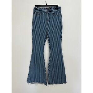 Judy Blue Super Flare Pinstripe High Rise Jeans 7/28 Blue White JB88230 Western